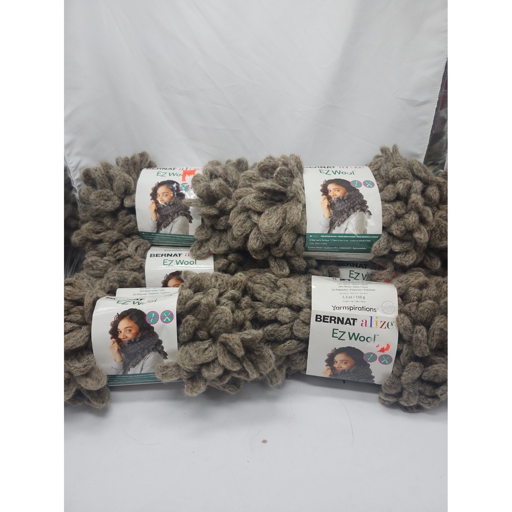 6 Skeins Bernat Alize EZ Wool Wheatberry